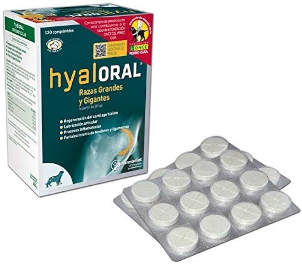 Hyaloral 120 comp para Perros de Razas Grandes y Gigantes | Suplemento Nutricional para el dolor de Caderas, Articulaciones y Cartílagos | Complemento Vitamínico para fortalecer Tendones y Ligamentos