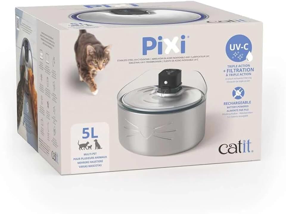 Fuente Sin Cables Catit PIXI de Acero Inoxidable UVC, 5 l