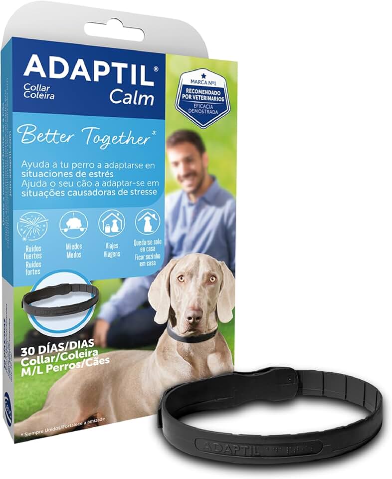 ADAPTIL Calm - Antiestrés para perros - Miedos, Ruidos Fuertes, Aprendizaje, Adopción - Collar M/L para Perros Medianos y Grandes