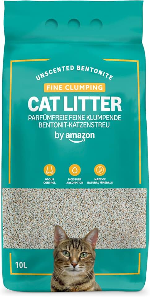 by Amazon Arenero Aglomerante Fino sin Perfume para Gatos, 10L (Paquete de 1)