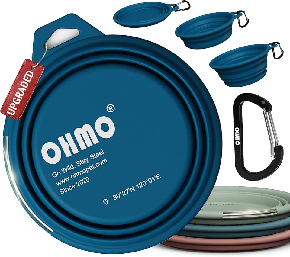 OHMO Bebedero Perro Portátil 800ml Silicona Plegable