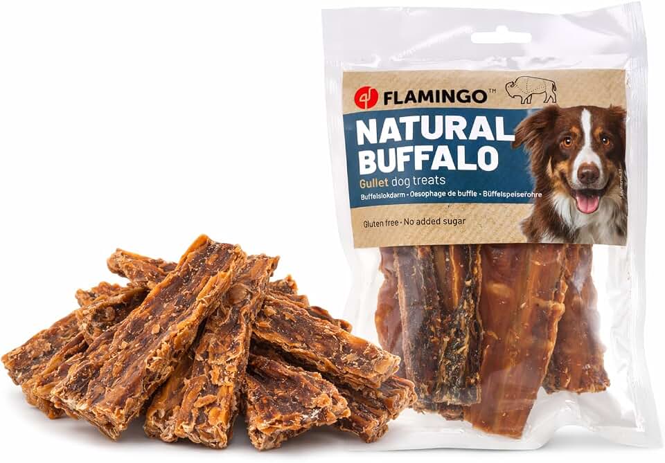 Snacks para Perros - Snack Natural - esófago de búfalo Plano 100g - sin Gluten - sin azúcares añadidos - sin aditivos