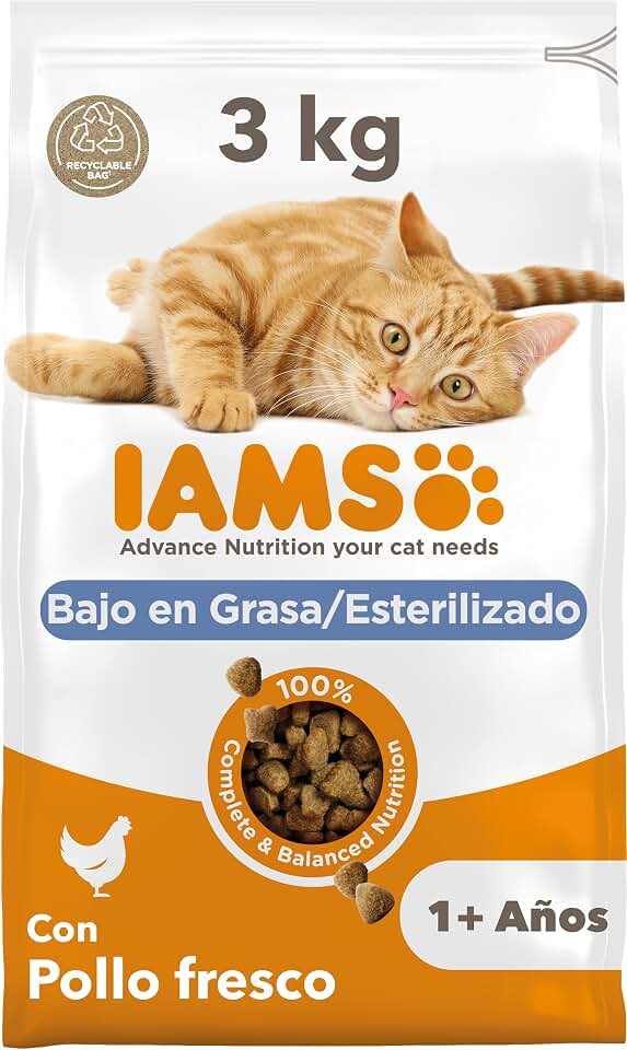 IAMS Alimento seco para gatos esterilizados con pollo fresco, 3 kg