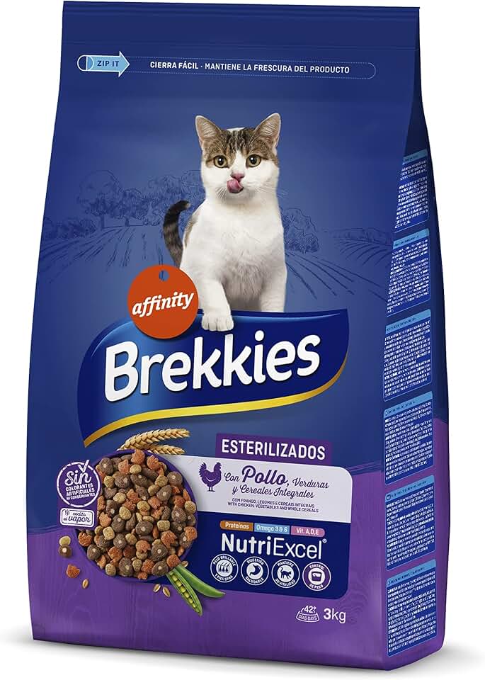 Brekkies Pienso para Gatos Gatos Esterilizados con Pollo y Verduras - 3000 gr